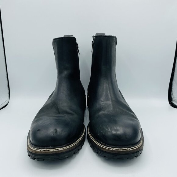 Crevo Boots Mens Size 12 Black Leather Slip On Zipper Hawson Chelsea Heeled Shoe - Picture 4 of 11